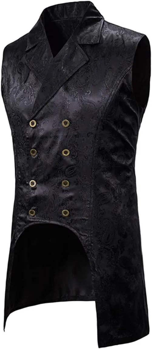 Cloudstyle Mens Paisley Dress Vest Gothic Steampunk Waistcoat Floral Sleeveless Tailcoat