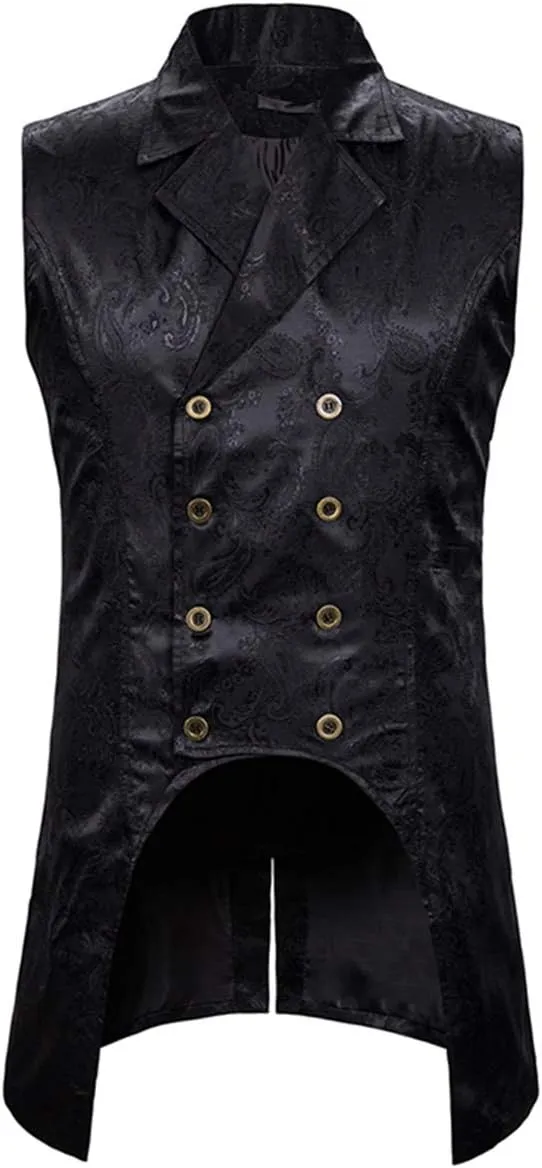 Cloudstyle Mens Paisley Dress Vest Gothic Steampunk Waistcoat Floral Sleeveless Tailcoat