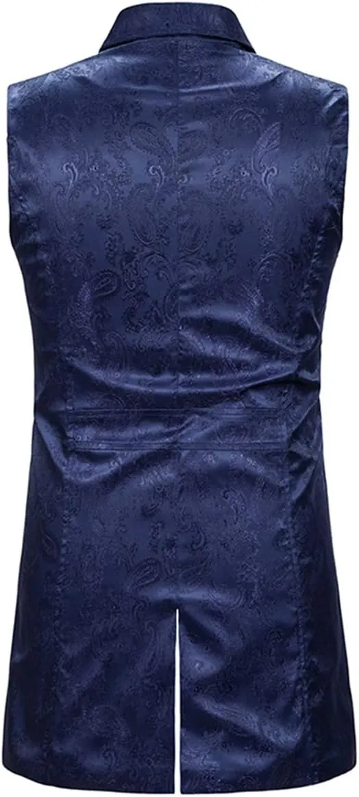 Cloudstyle Mens Paisley Dress Vest Gothic Steampunk Waistcoat Floral Sleeveless Tailcoat