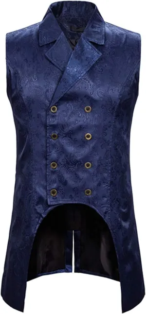 Cloudstyle Mens Paisley Dress Vest Gothic Steampunk Waistcoat Floral Sleeveless Tailcoat