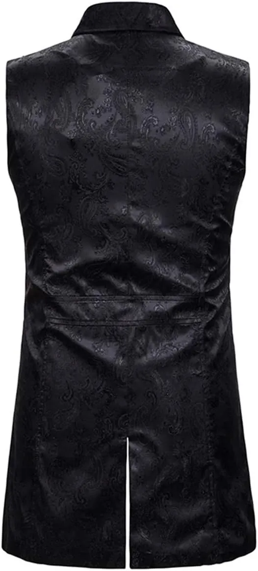 Cloudstyle Mens Paisley Dress Vest Gothic Steampunk Waistcoat Floral Sleeveless Tailcoat