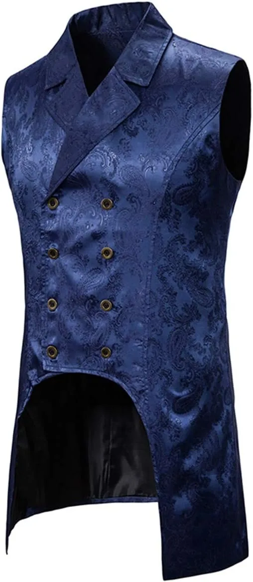 Cloudstyle Mens Paisley Dress Vest Gothic Steampunk Waistcoat Floral Sleeveless Tailcoat