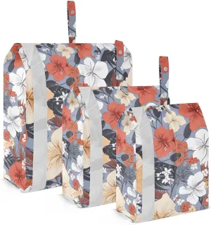 Colorful Flowers Gray Packing Cubes for Travel 3 Set Luggage Packing Cubes Luggage Packing Organizers for Organization