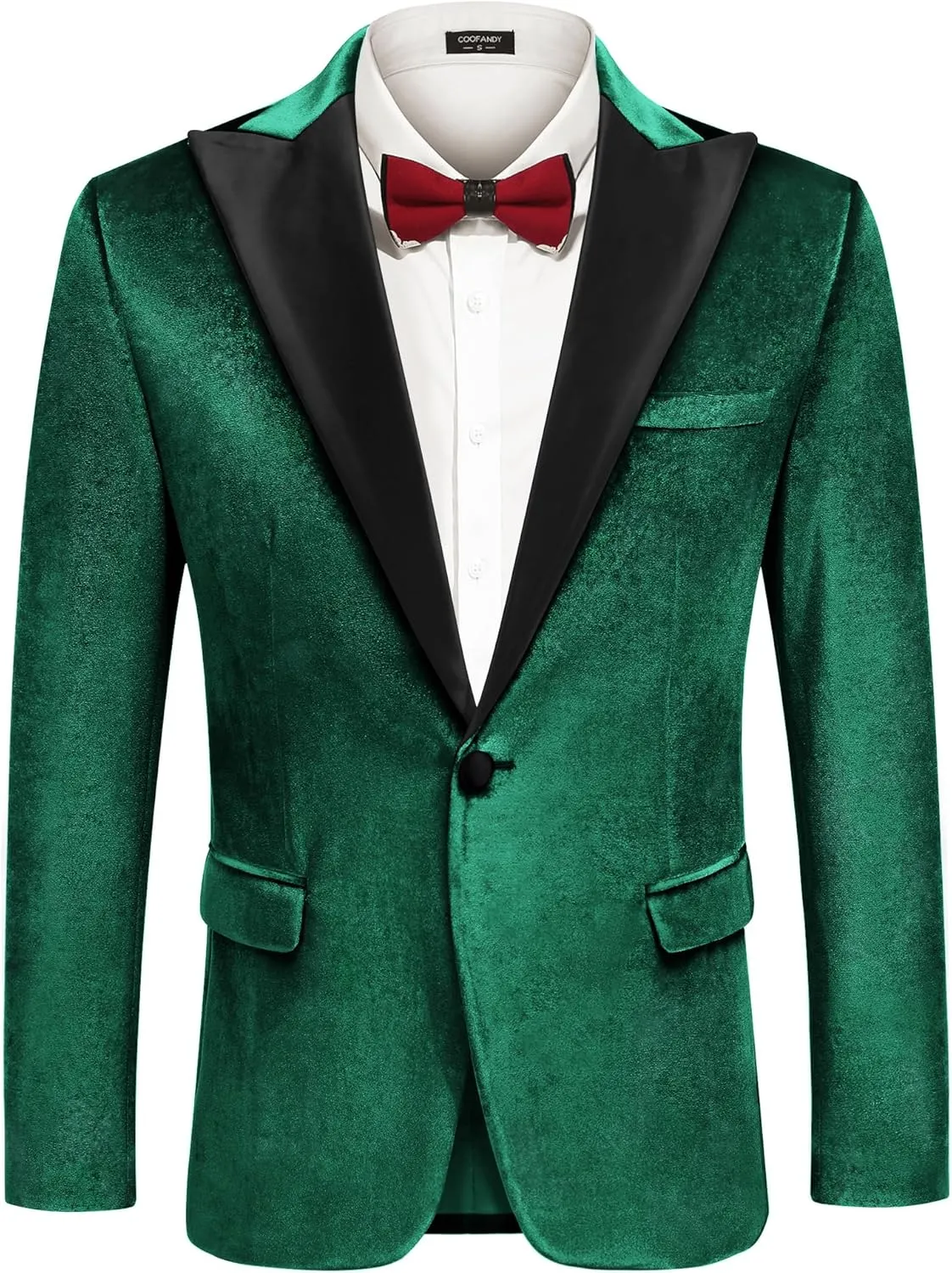 COOFANDY Mens Wedding Tuxedo Jacket Slim Fit Velvet Blazer One Button Suit Jacket for Prom Dinner Party