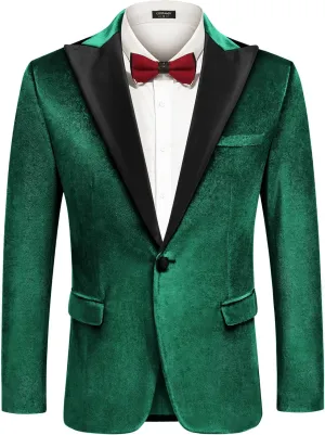 COOFANDY Mens Wedding Tuxedo Jacket Slim Fit Velvet Blazer One Button Suit Jacket for Prom Dinner Party