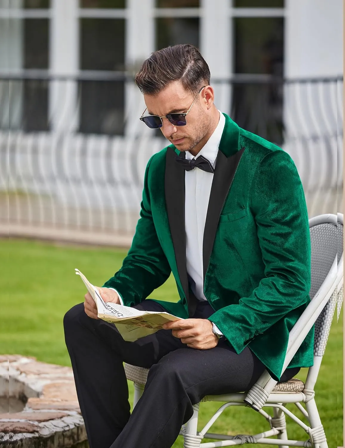 COOFANDY Mens Wedding Tuxedo Jacket Slim Fit Velvet Blazer One Button Suit Jacket for Prom Dinner Party