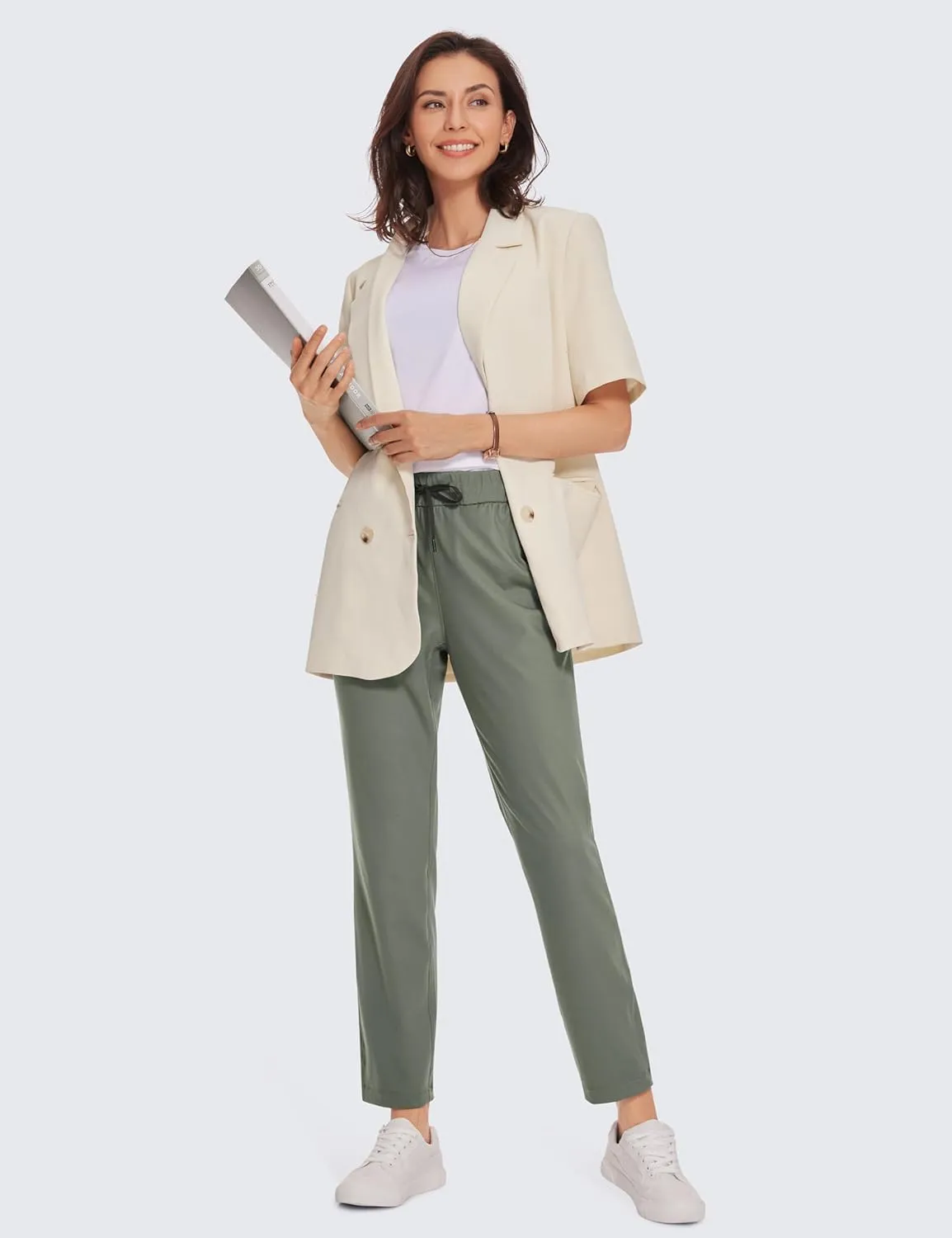 CRZ YOGA Womens 4-Way Stretch Ankle Golf Pants 7/8 Casual Dress Work Athletic Travel Workout Sweatpants with Pockets