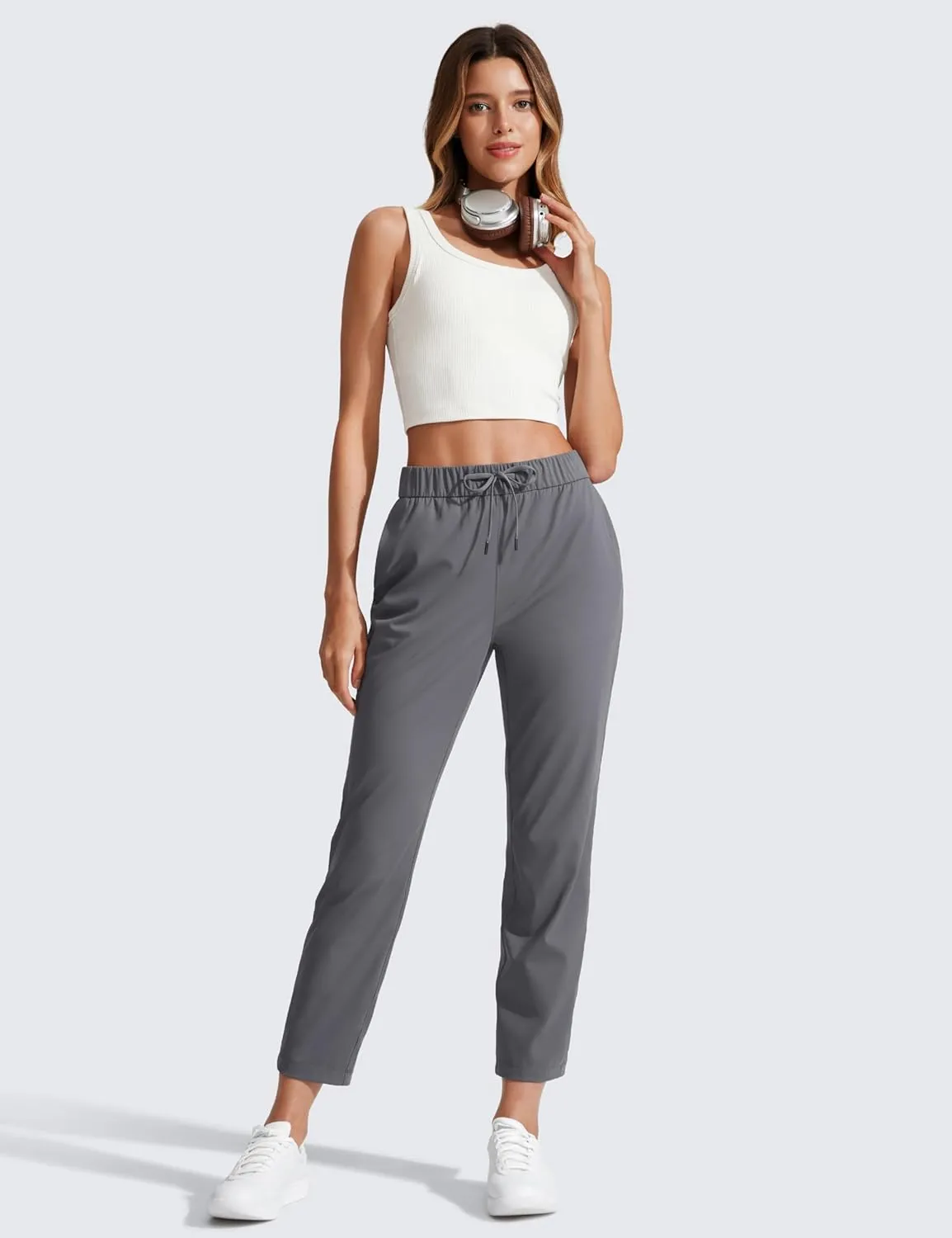 CRZ YOGA Womens 4-Way Stretch Ankle Golf Pants 7/8 Casual Dress Work Athletic Travel Workout Sweatpants with Pockets