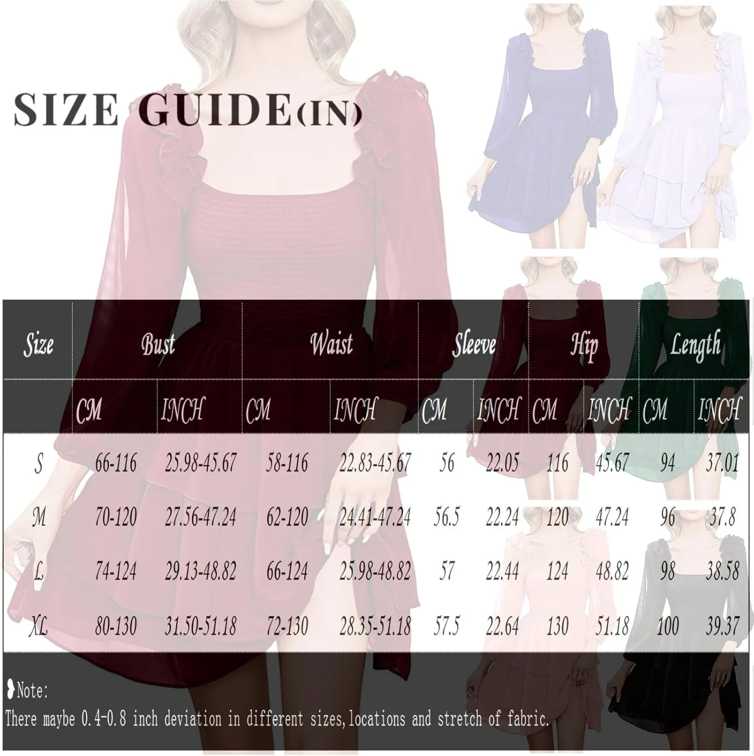 Cute Shift Tunic Dress for Women Ruffle Swing Babydoll Mini Long Sleevee Mini Knee Length Sun Dresses with Pockets