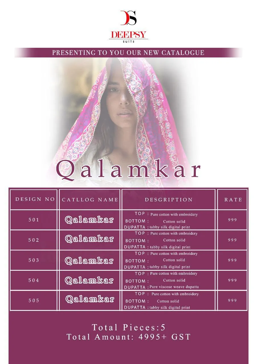 DEEPSY SUIT QALAMKAR COTTON FABRIC WITH EMBROIDERY WORK SUITS