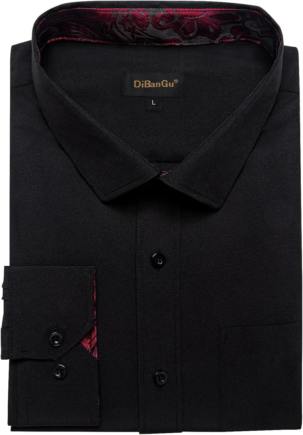 DiBanGu Men's Dress Shirt Stain Shield Long Sleeve Shirts Casual Inner Contrast Button Down Shirt for Formal Business