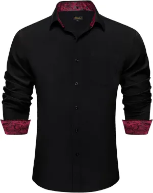 DiBanGu Men's Dress Shirt Stain Shield Long Sleeve Shirts Casual Inner Contrast Button Down Shirt for Formal Business