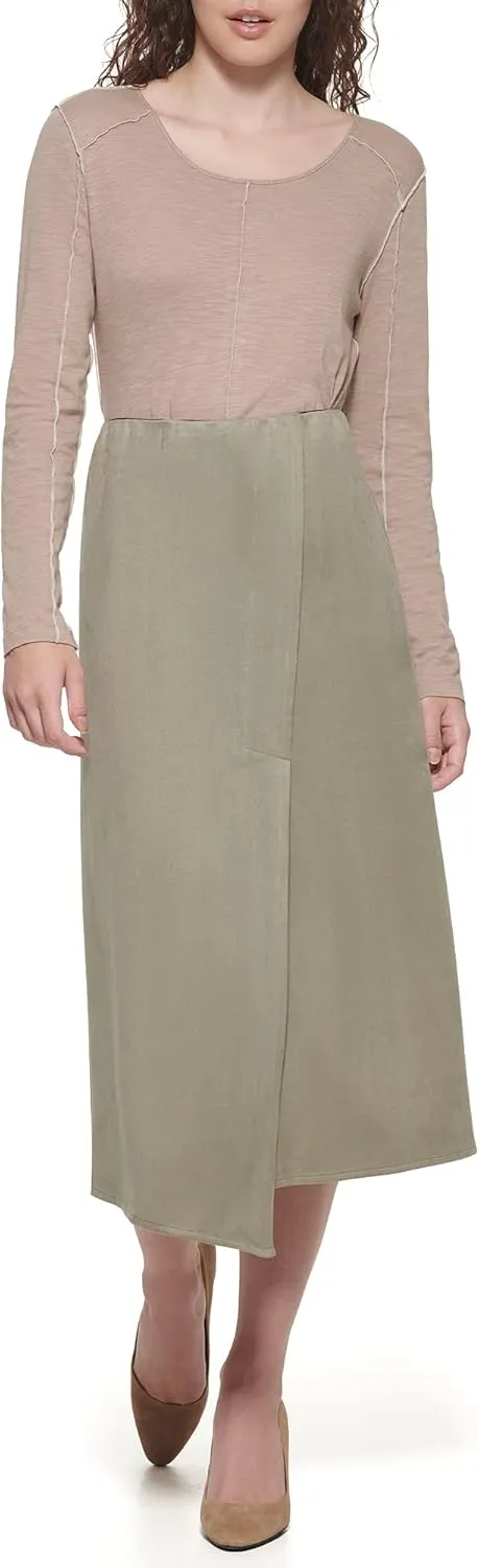 DKNY Women's Wrap Midi Pull-on Sportswear Skirt