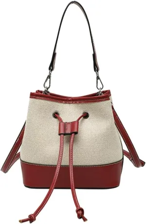 Drawstring Hobo Bucket Purse Womens Drawstring Bucket Bag Shoulder Handbags with Detachable Straps PU Leather Handbag