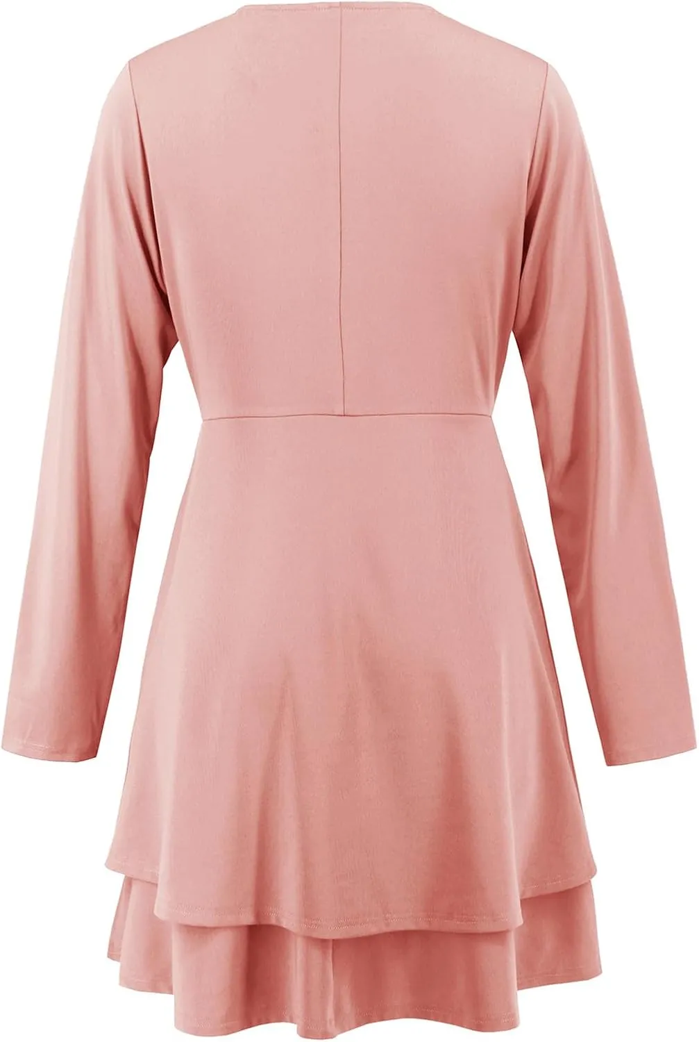 Dresses for Women Solid Color Round Neck Shrunken Pleat Satin Waist Long Lantern Sleeve Elastic Waist Fashion Dress