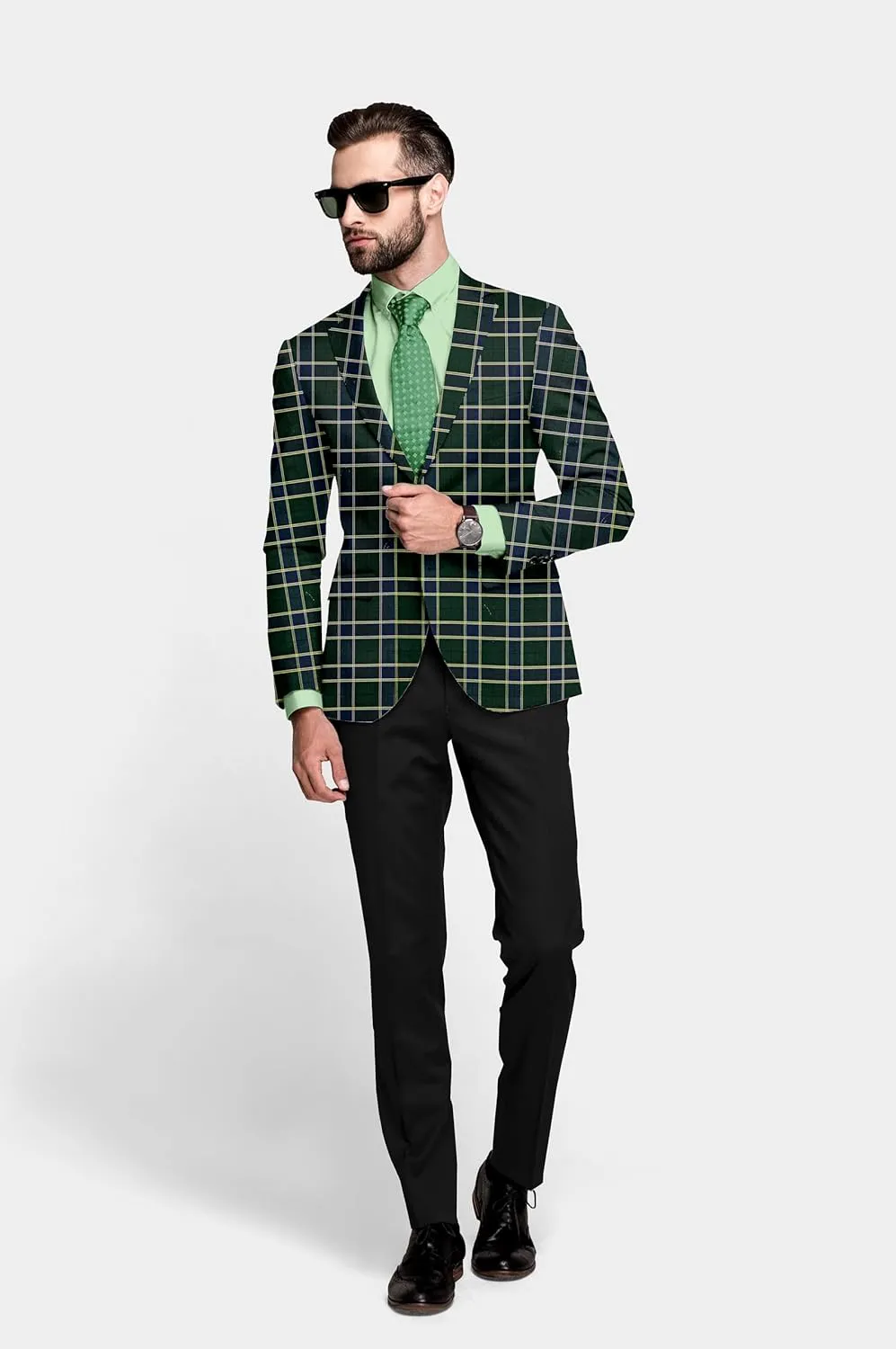 Elina fashion Men's Terry Rayon Spread Collar Jacket Suit Blazer for Christmas Party