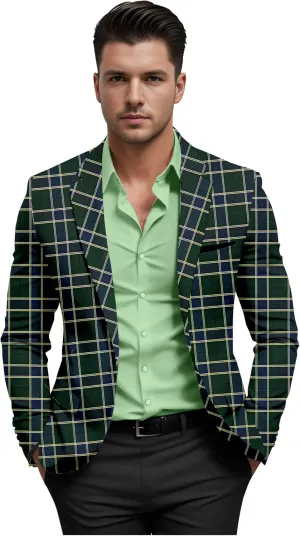 Elina fashion Men's Terry Rayon Spread Collar Jacket Suit Blazer for Christmas Party