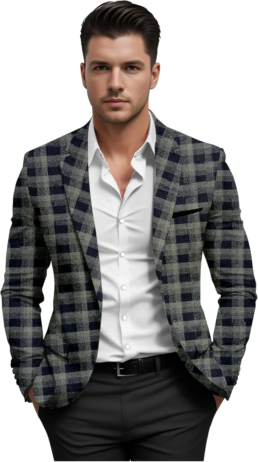 Elina fashion Men's Terry Rayon Spread Collar Jacket Suit Blazer for Christmas, Wedding Festival