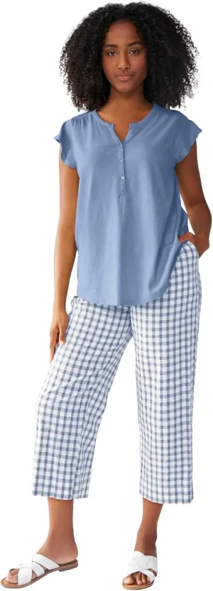 ellos Plus Size Gingham Crop Pants
