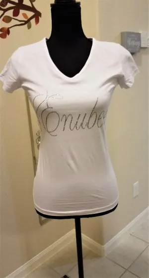 Enubee Rhinestone design T Shirts- (short sleeve White)
