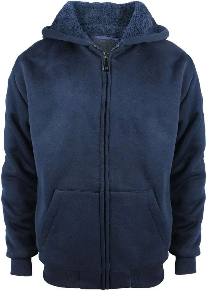 Facitisu Boys Fleece Hoodies Youth Sherpa Lined Full Zip Hooded Jacket Child Athletic Winter Warm Sweatshirts