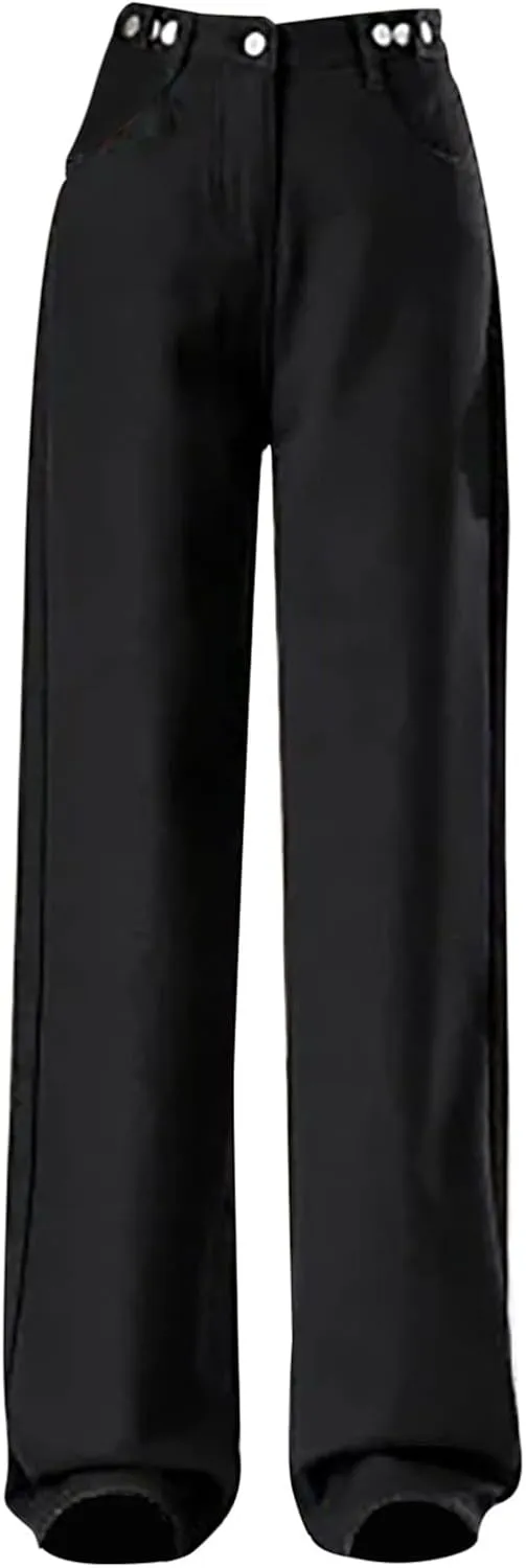 Fleece Lined Jeans Women High Waisted Straight Wide Leg Bootcut Denim Pants Fall Trendy Dressy Casual Plus Size Jean