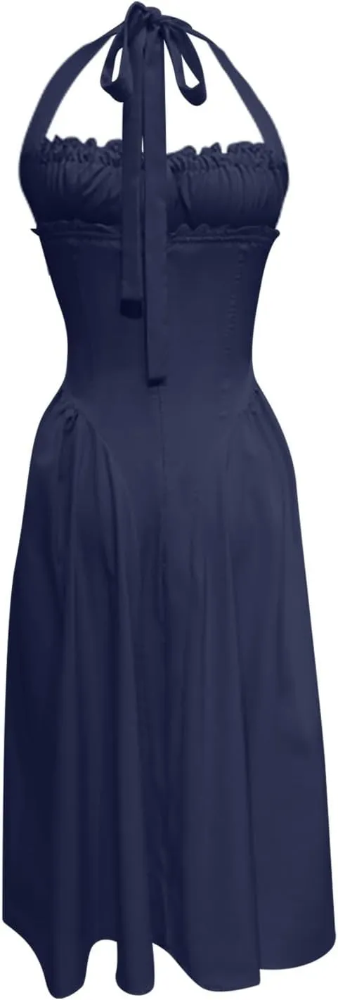 Formal Dresses for Women Loose Fit Cutout Maxi Dress Floral Backless Tied Long Sundress Dressy Tank Midi Dresses