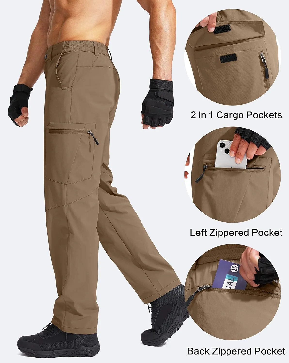 G Gradual Men's Hiking Cargo Pants Water Resistant Quick Dry Lightweight Outdoor Tactical Pants for Men with Multi Pocket