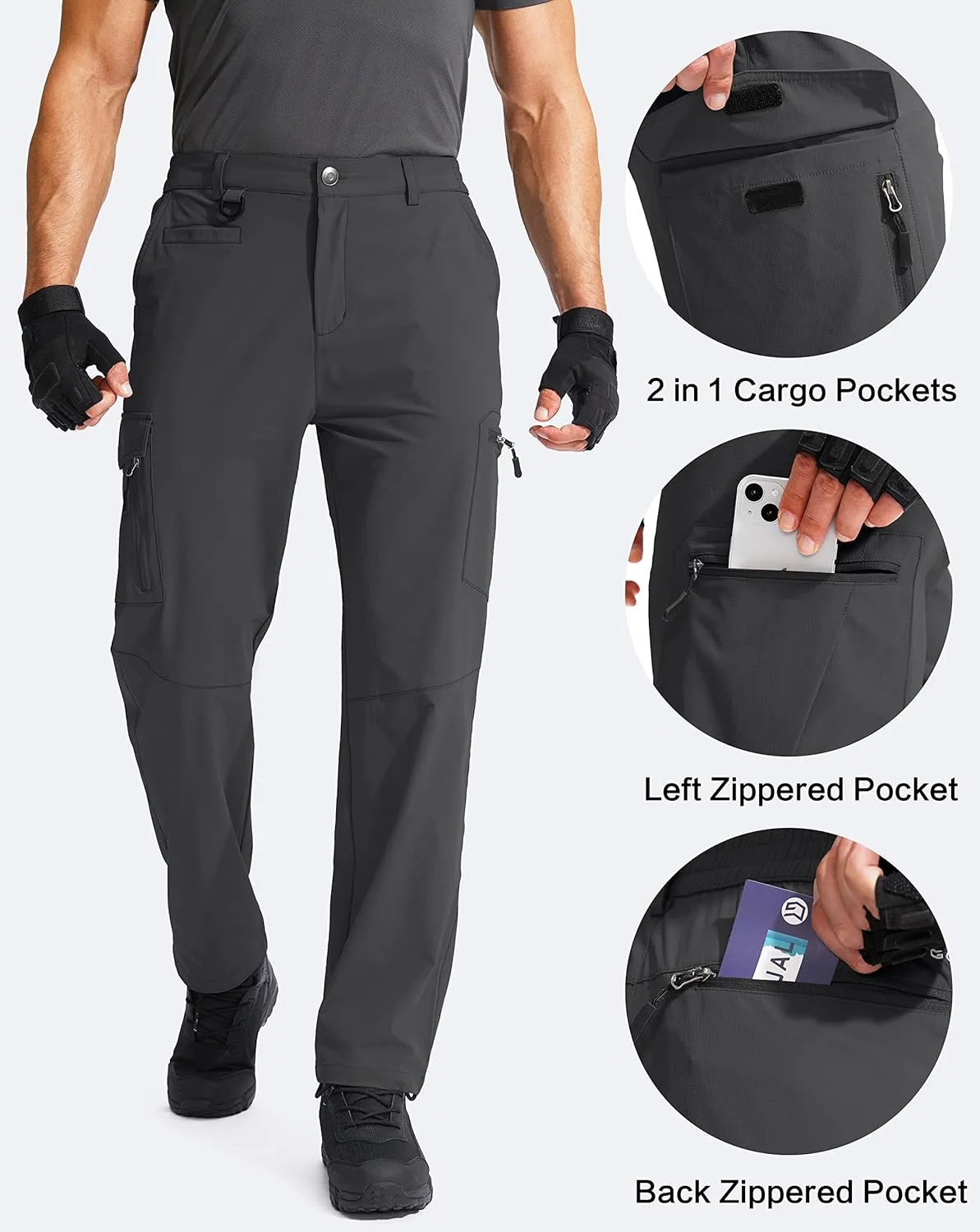 G Gradual Men's Hiking Cargo Pants Water Resistant Quick Dry Lightweight Outdoor Tactical Pants for Men with Multi Pocket