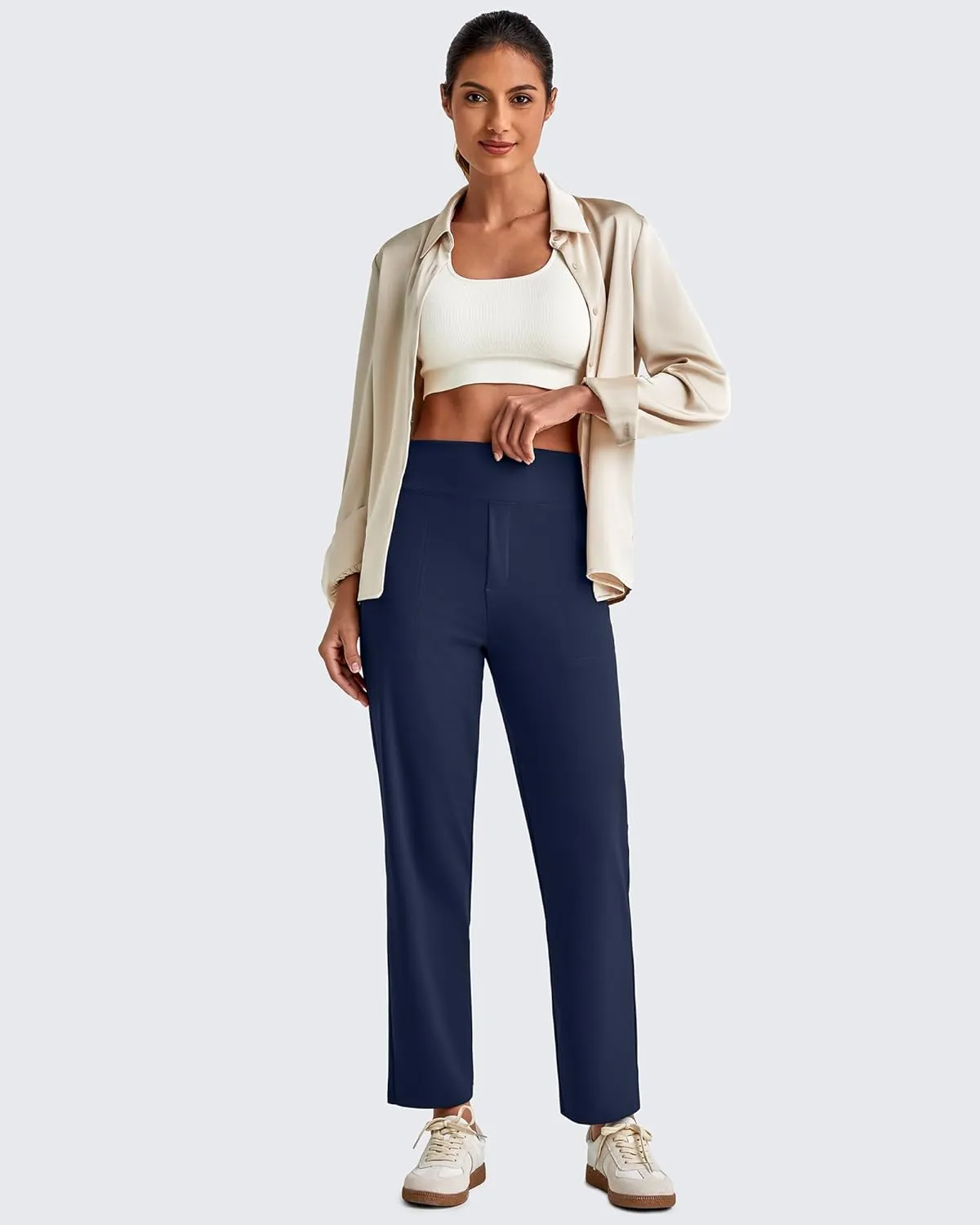 G4Free ShiftReady Womens Ankle Dress Yoga Pants with Pockets Stretchy Crop Business Casual Work Trousers Petite/Regular/Tall