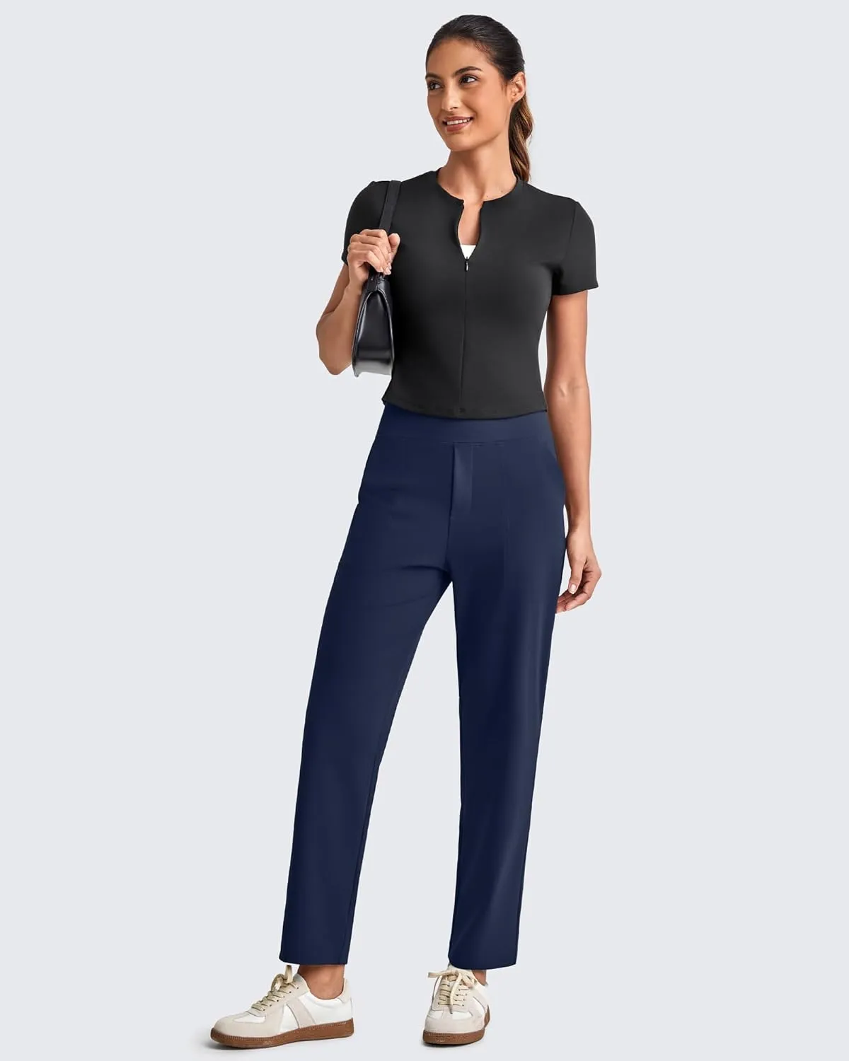 G4Free ShiftReady Womens Ankle Dress Yoga Pants with Pockets Stretchy Crop Business Casual Work Trousers Petite/Regular/Tall
