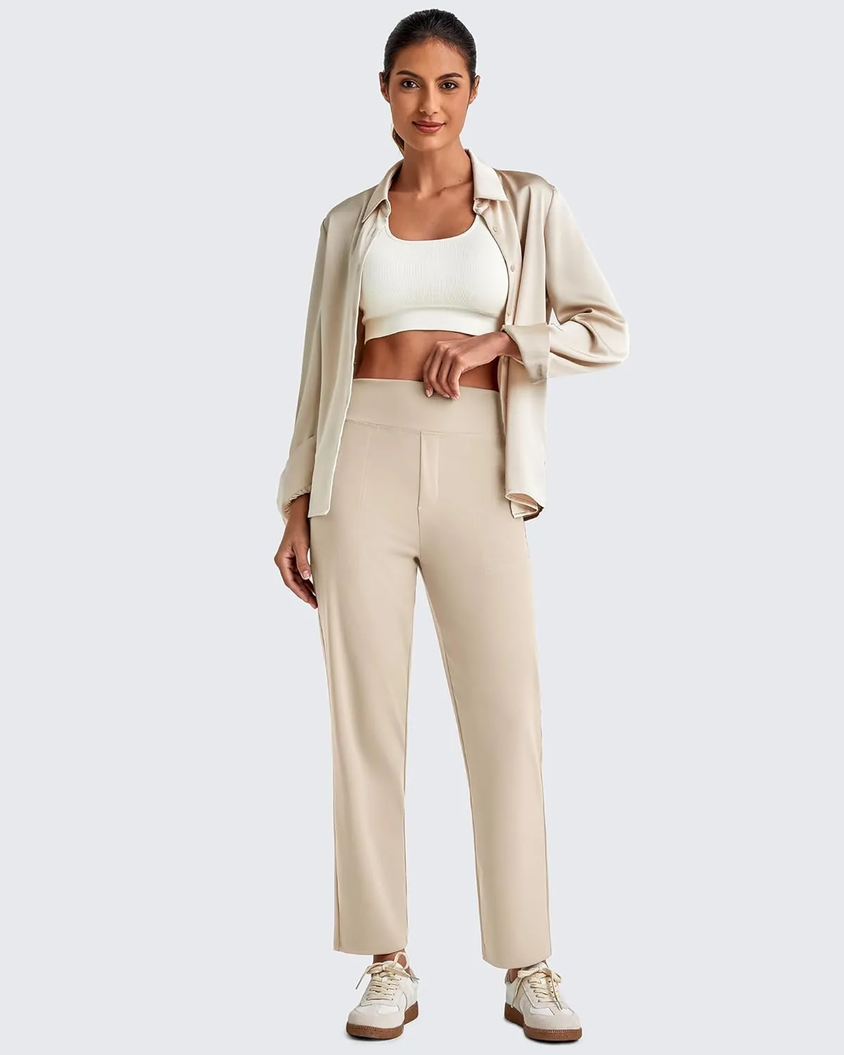 G4Free ShiftReady Womens Ankle Dress Yoga Pants with Pockets Stretchy Crop Business Casual Work Trousers Petite/Regular/Tall