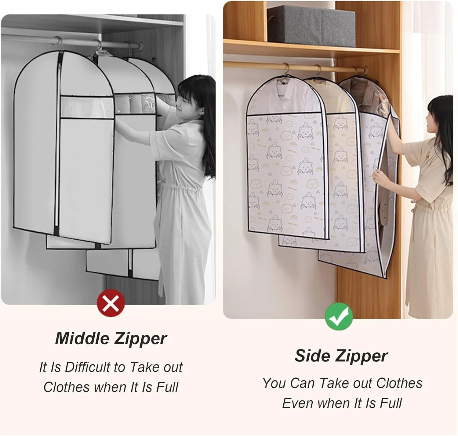 Garment Bags for Hanging Clothes, Suit Bags for Closet Storage with Zipper, Clothes Cover, Oxford Coat Protector for Closet(60x105cm/24x41in)
