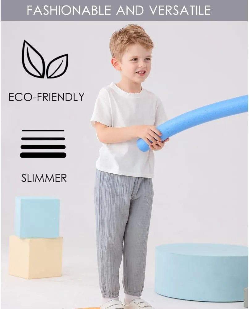 GFQLONG 4 Pack Toddler Boys Girls Cotton Linen Plain Pants Harem Trousers Casual Basic Elastic Loose Summer Spring Bloomers