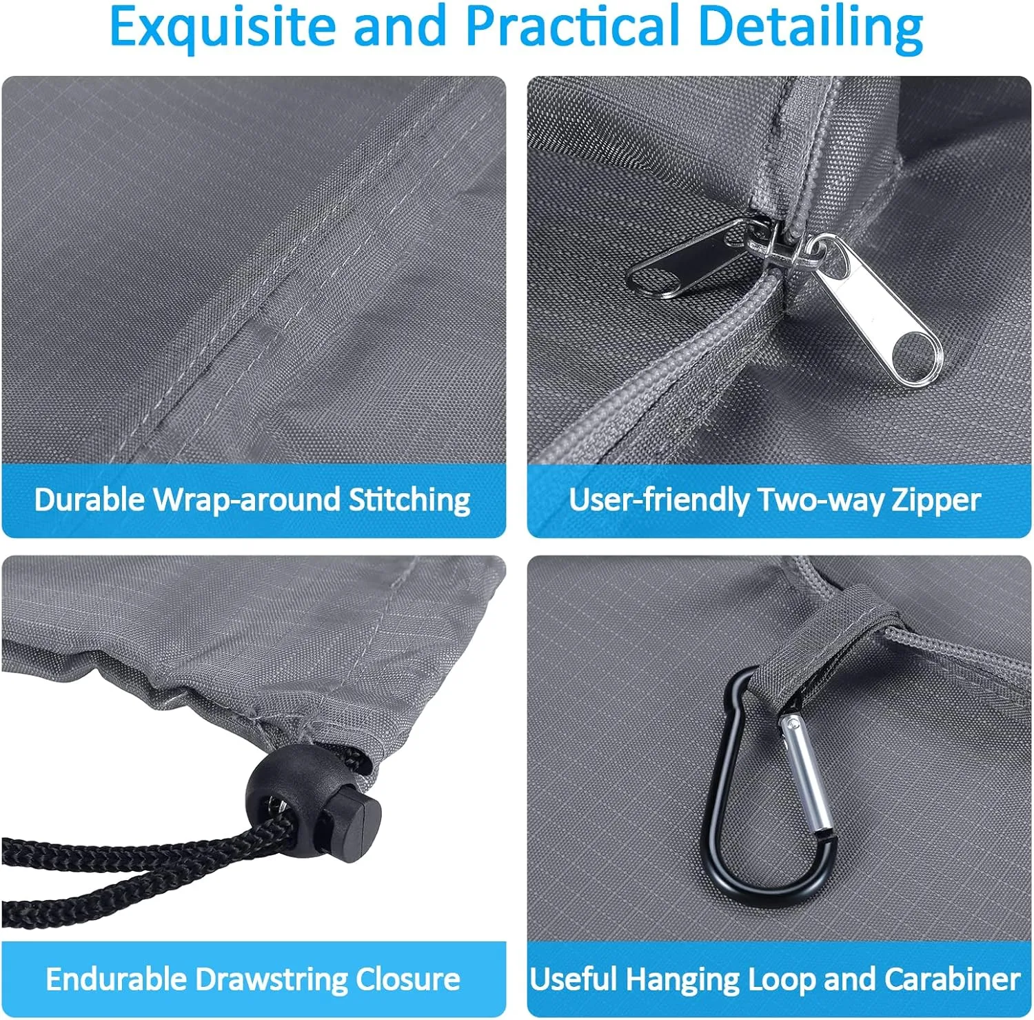 GOGOODA Travel Laundry Bags with Drawstring Closure XL Large Foldable Dirty Clothes bags with Handle Heavy Duty and Washable for College Dorm Travelling Camping, 2 Pack, Dark Blue & Grey