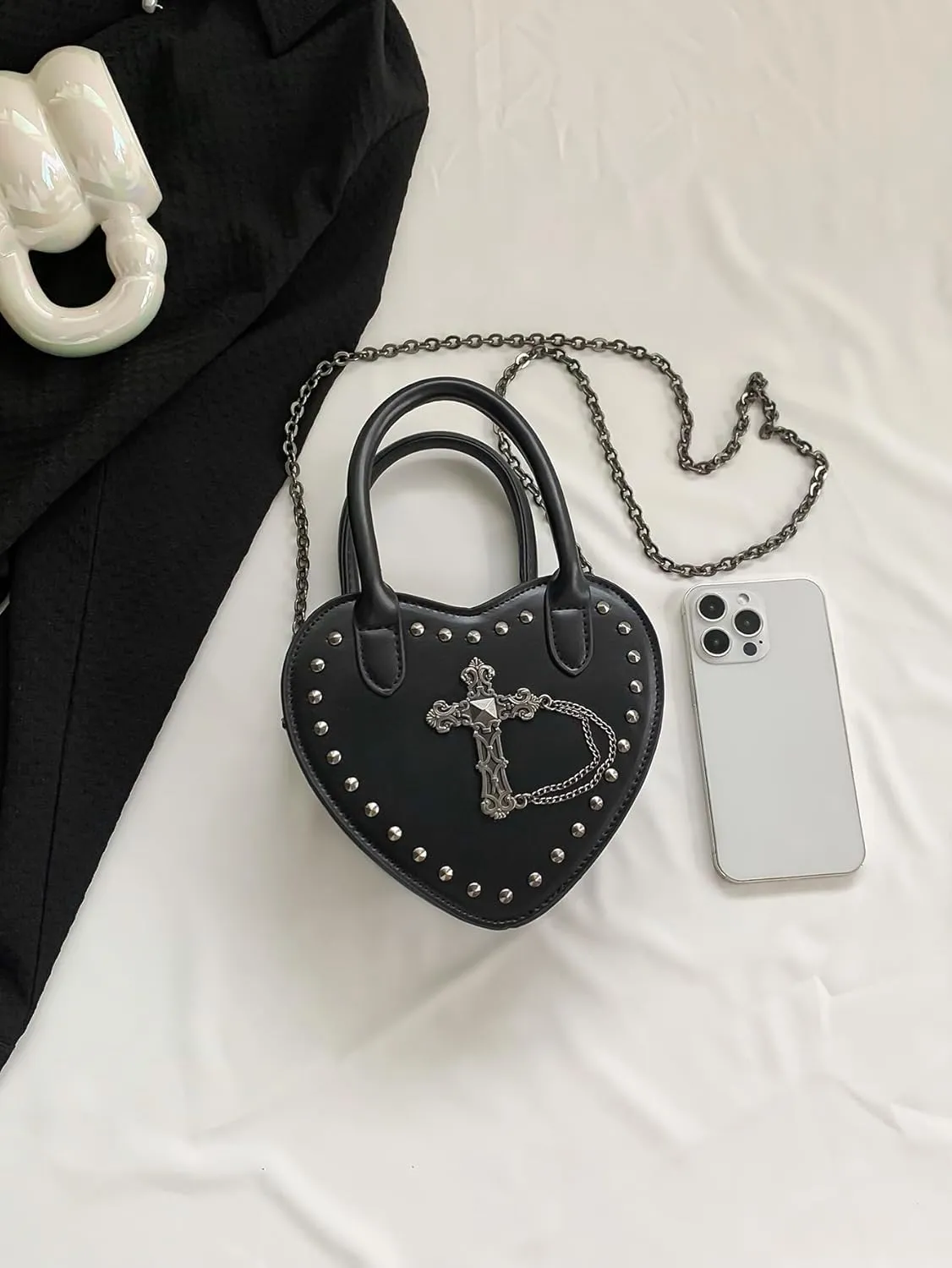 Gothic Punk purse bag Y2K Heart Cute Lolita shoulder bag for women