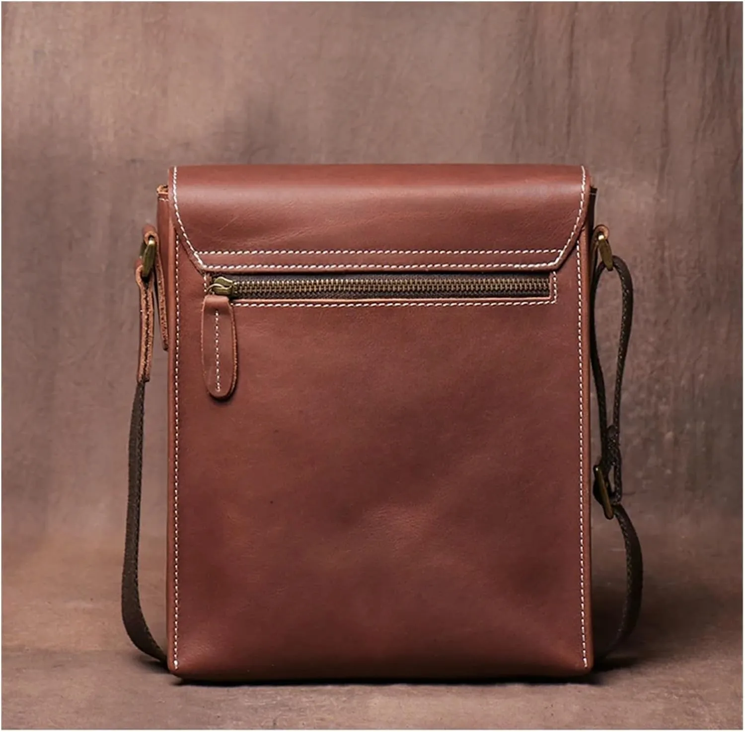 Handmade Leather Crossbody Bag For Men Casual Shoulder Bag Vintage Bag Quality Phone Bag(Brown1)