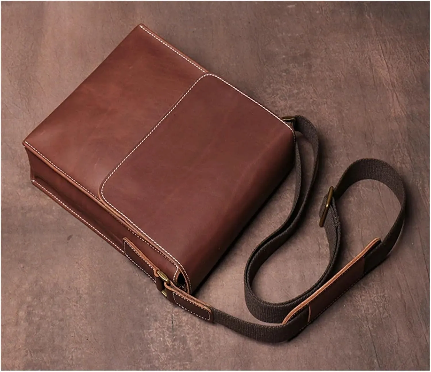 Handmade Leather Crossbody Bag For Men Casual Shoulder Bag Vintage Bag Quality Phone Bag(Brown1)