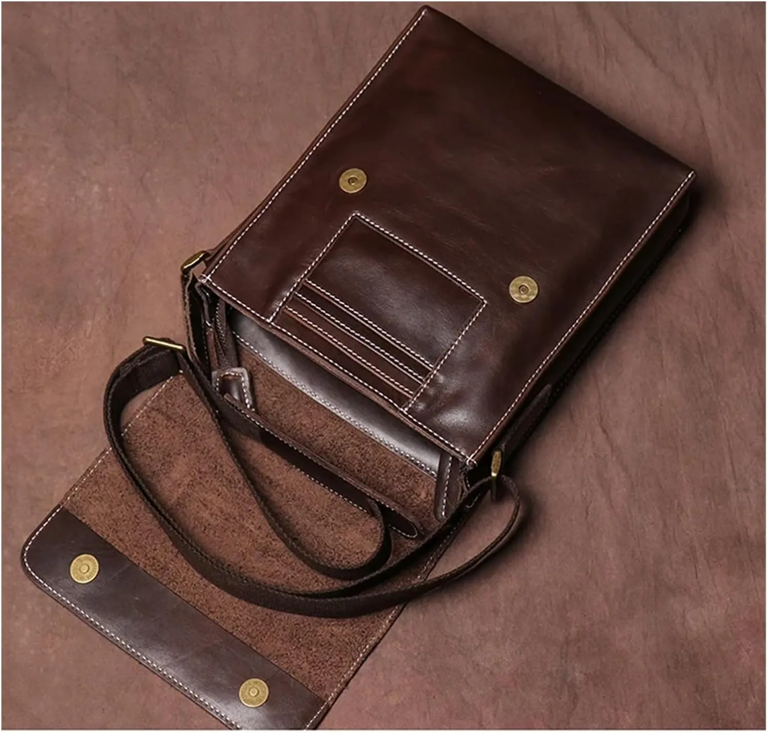 Handmade Leather Crossbody Bag For Men Casual Shoulder Bag Vintage Bag Quality Phone Bag(Brown)