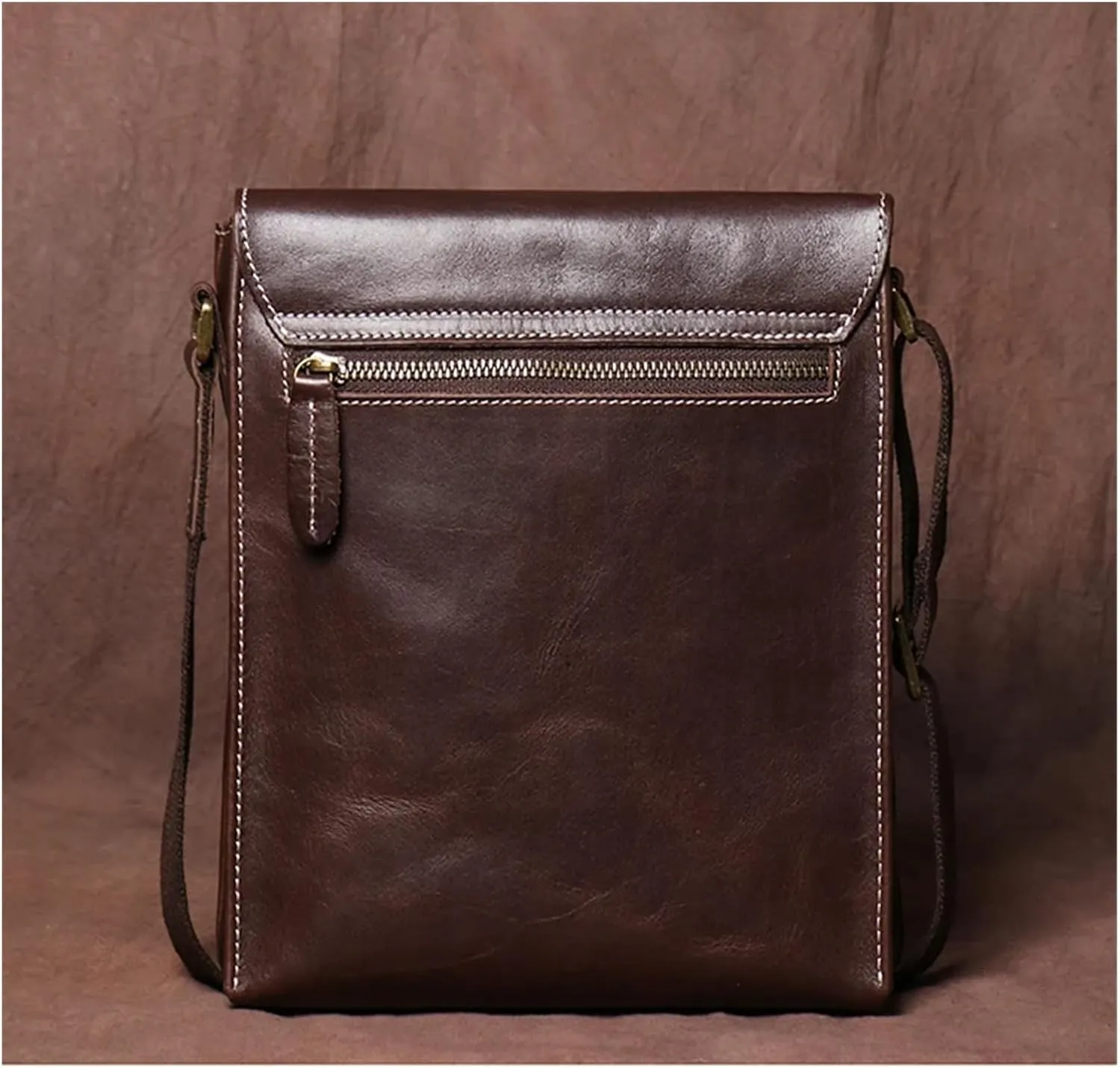 Handmade Leather Crossbody Bag For Men Casual Shoulder Bag Vintage Bag Quality Phone Bag(Brown)