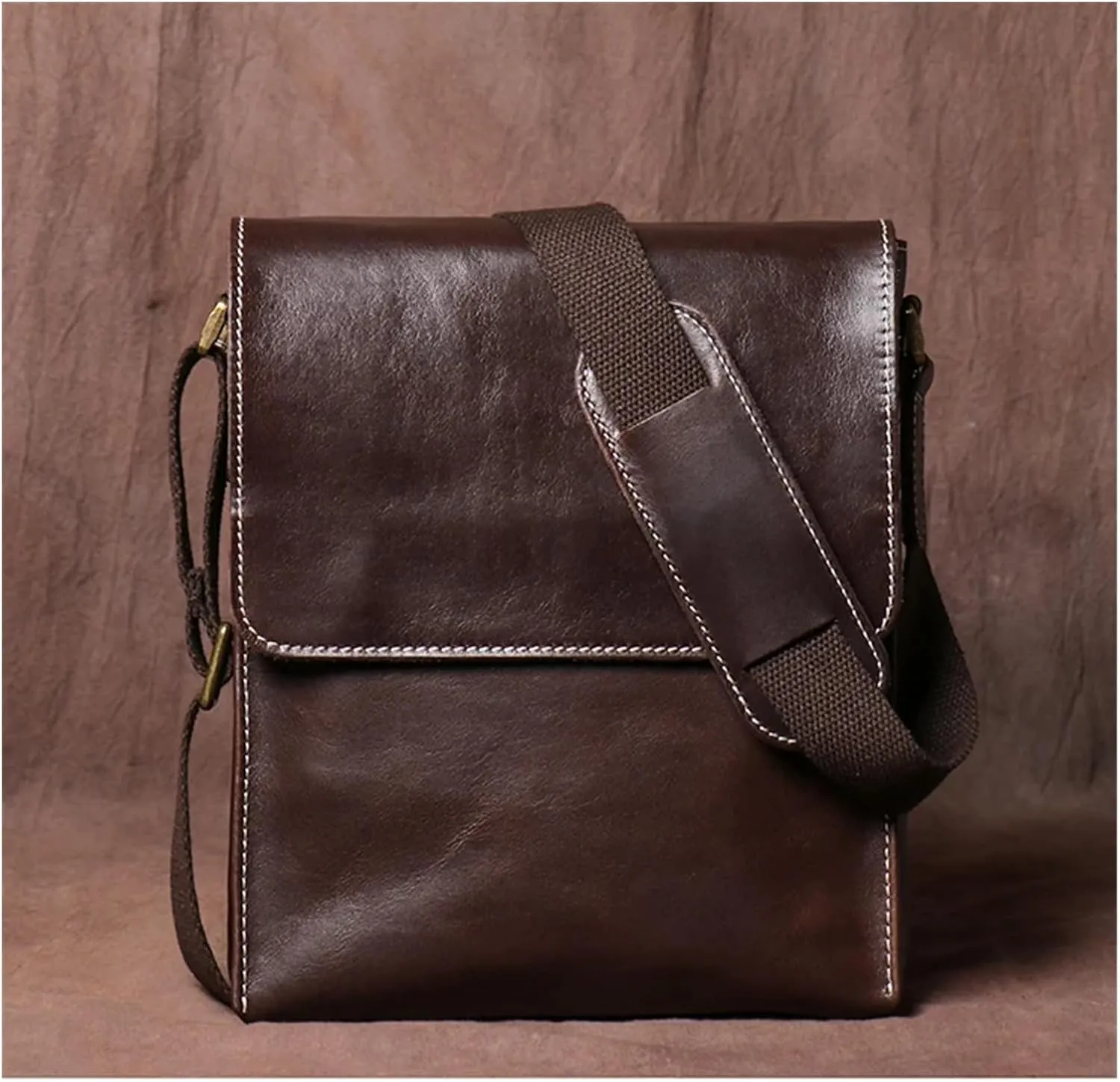 Handmade Leather Crossbody Bag For Men Casual Shoulder Bag Vintage Bag Quality Phone Bag(Brown)