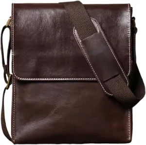 Handmade Leather Crossbody Bag For Men Casual Shoulder Bag Vintage Bag Quality Phone Bag(Coffee)