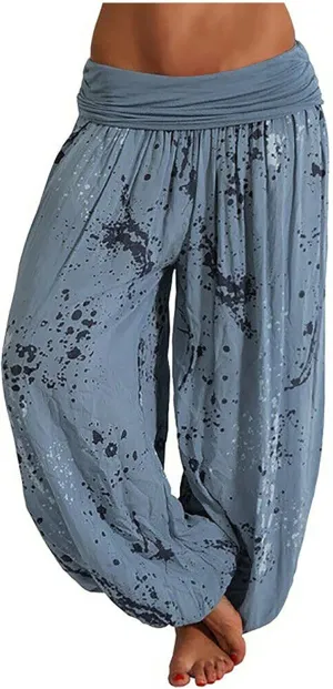 Harem Pants Women High Waist Bohemian Yoga Joggers with Pockets Floral Hippie Clothes Baggy Pants Boho Clothing