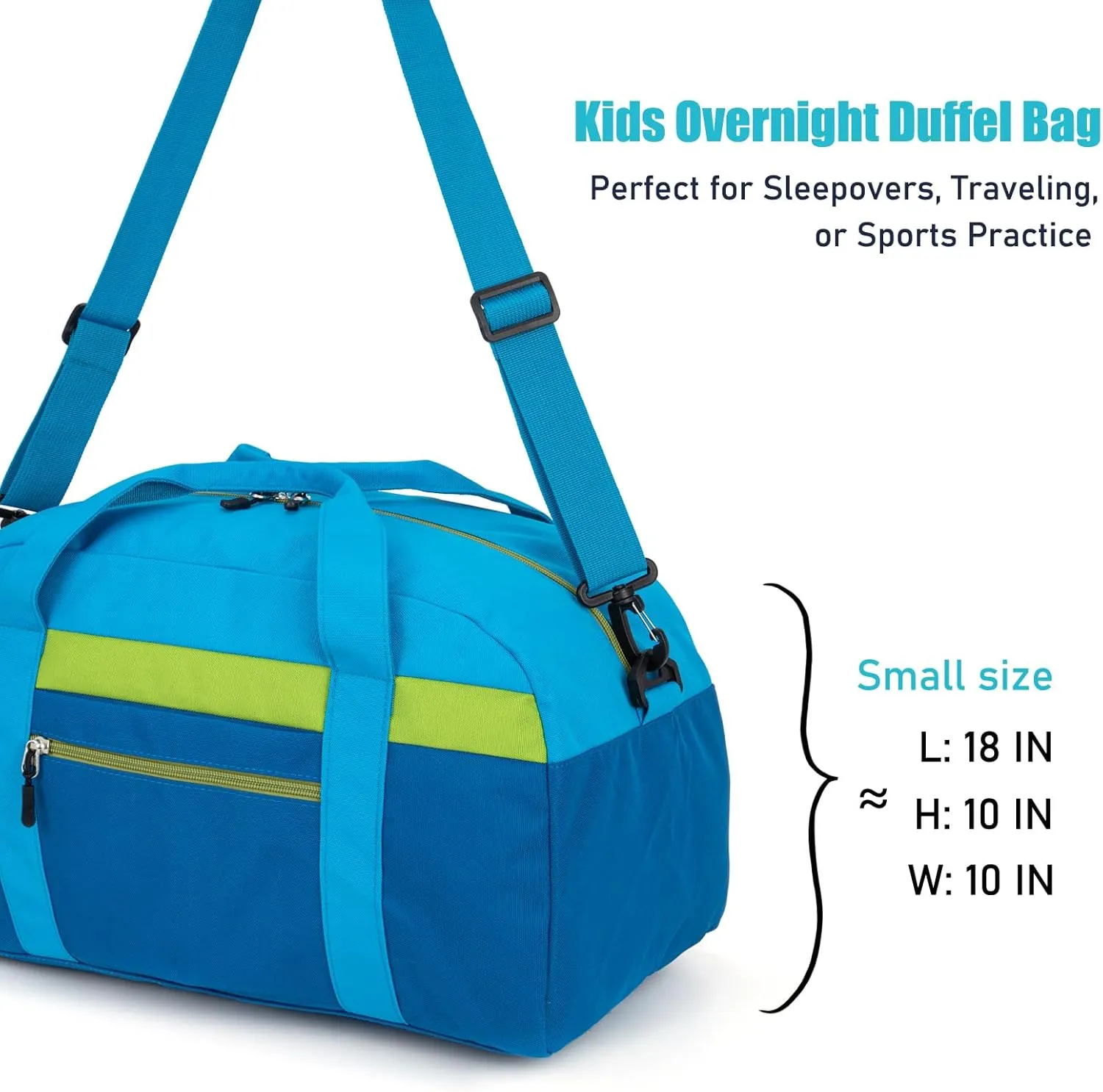 HawLander Kids Duffle Bag for Boys or Girls, Fit School Practice, or Overnight Travel (Blue)