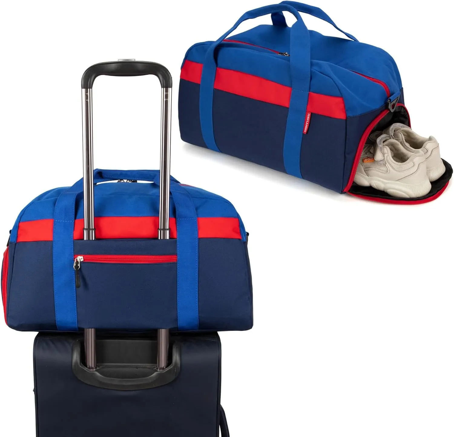 HawLander Kids Duffle Bag for Boys or Girls, Fit School Practice, or Overnight Travel (Navy Blue)