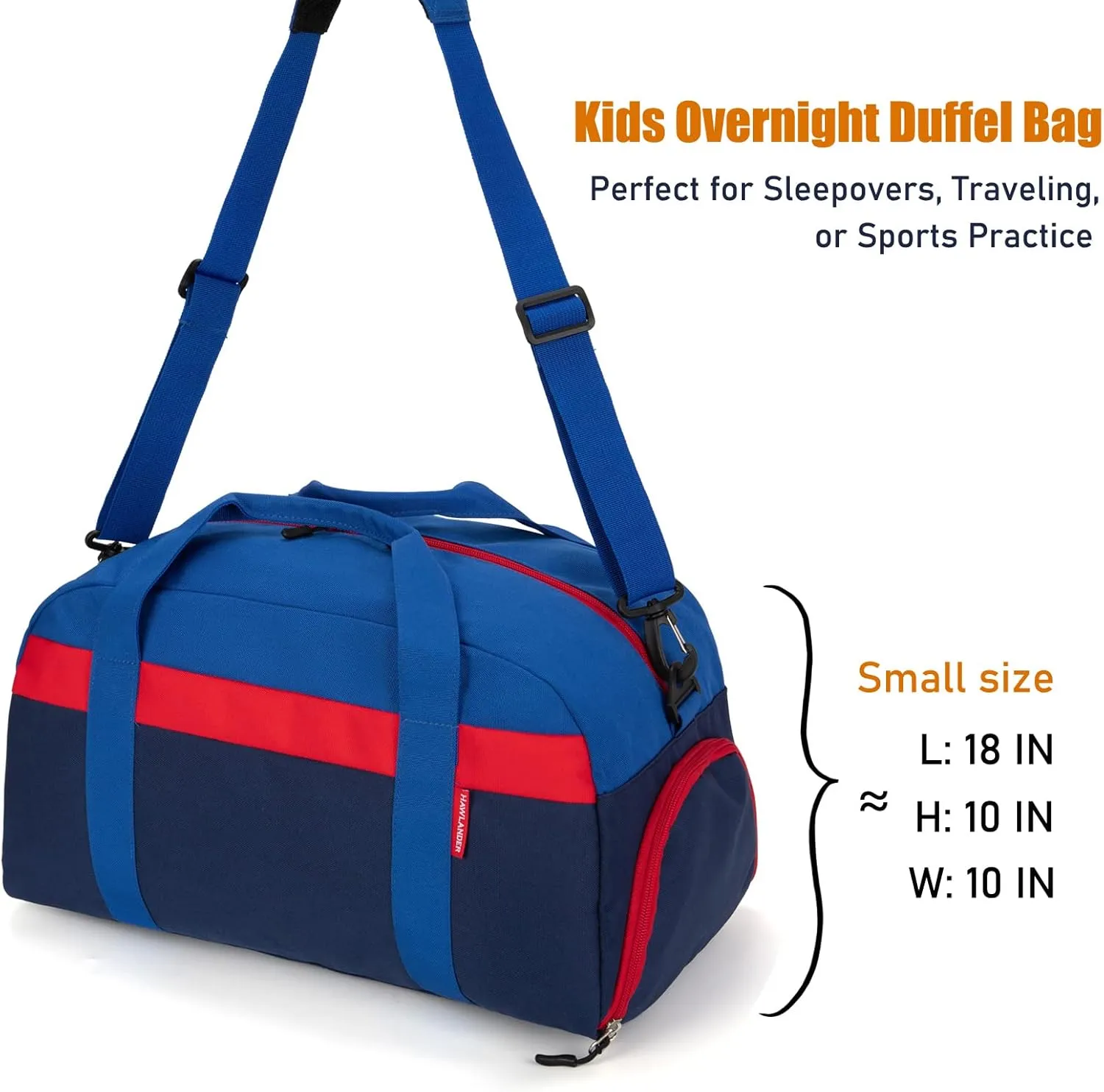 HawLander Kids Duffle Bag for Boys or Girls, Fit School Practice, or Overnight Travel (Navy Blue)