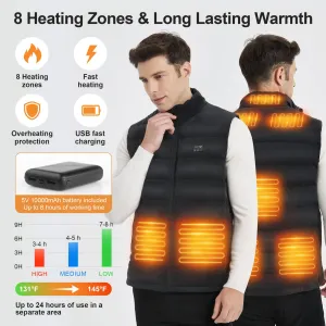 Heated Vest, Heated Jackets for Men Women with 3 Levels Heating, Unisex Winter Heated Vests Outerwear with Rechargeable Battery, Lightweight Heating Vest for Skiing, Hiking, Hunting, Cycling, Fishing