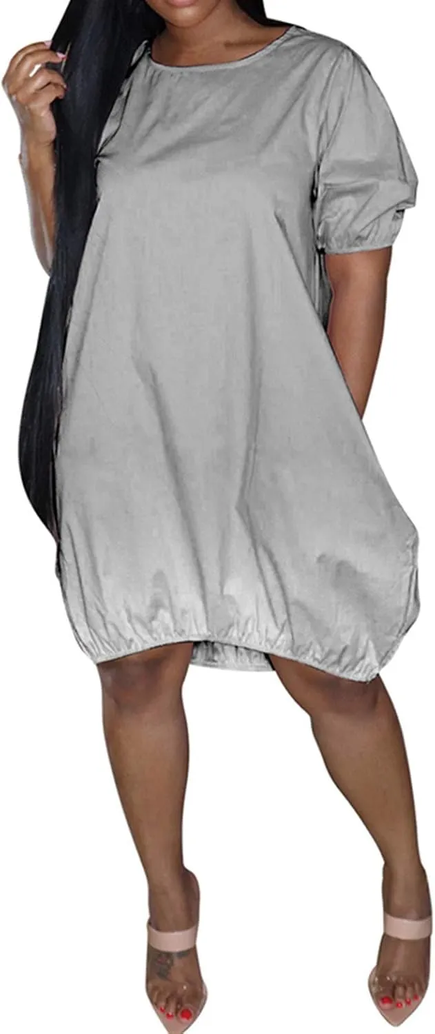 HGOOGY Midi Dress Flowy Short Women's Sleeve Plus Casual Gradient Casual Summer Mid-Length Women's Casual Dresses
