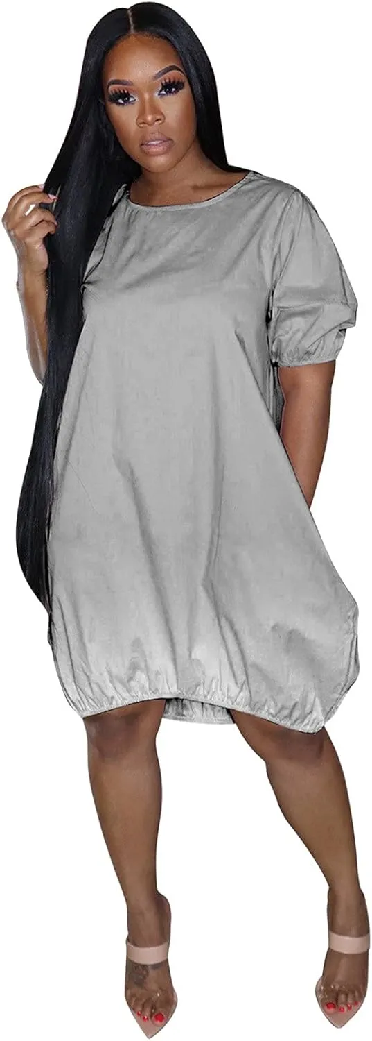 HGOOGY Midi Dress Flowy Short Women's Sleeve Plus Casual Gradient Casual Summer Mid-Length Women's Casual Dresses