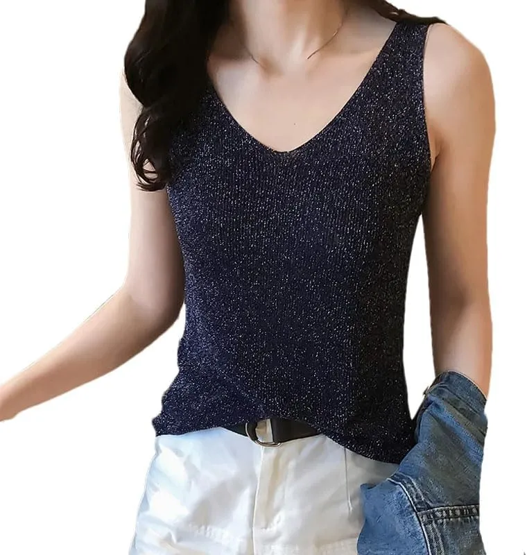 Hgvcfcv Women Elastics Elegant Camisole Women Sweater Vest Casual Tank Top